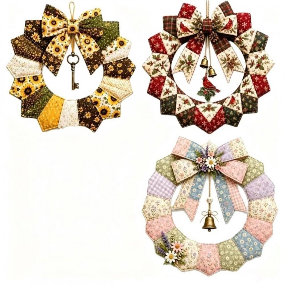 Santa Claus Christmas Quilted Wreath Craft Kit Door Hanging Xmas Craft Kit Front Door Decor