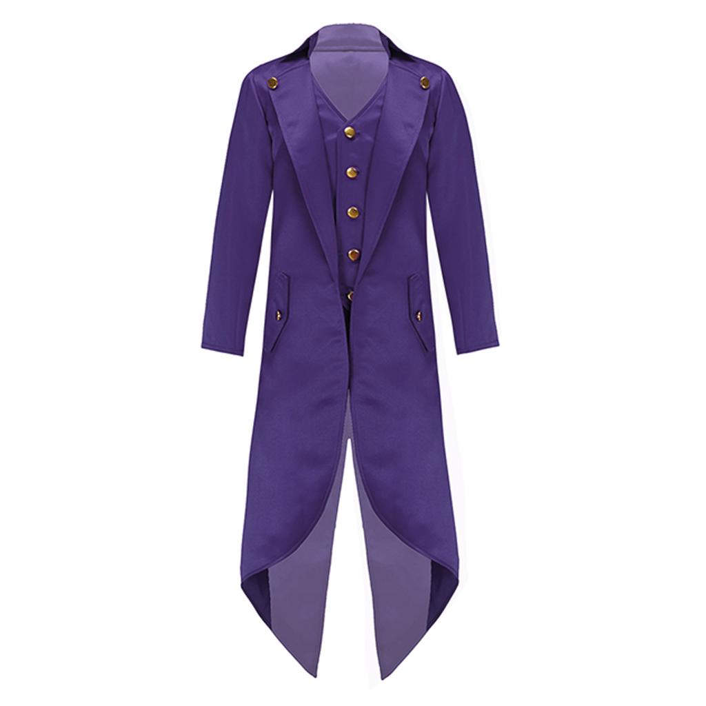 Kids Steampunk Tailcoat Costume Fake Two Piece Victorian Jacket Retro Gold Buttons Renaissance Role Play Vest