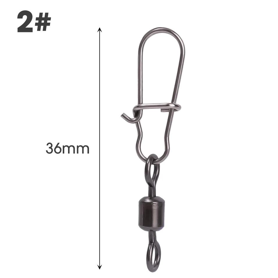 10/50PCS Fishing Connector Pin Bearing Rolling Swivel Stainless Steel Snap Fishhook Lure Swivels Fishing Tackle Accessories