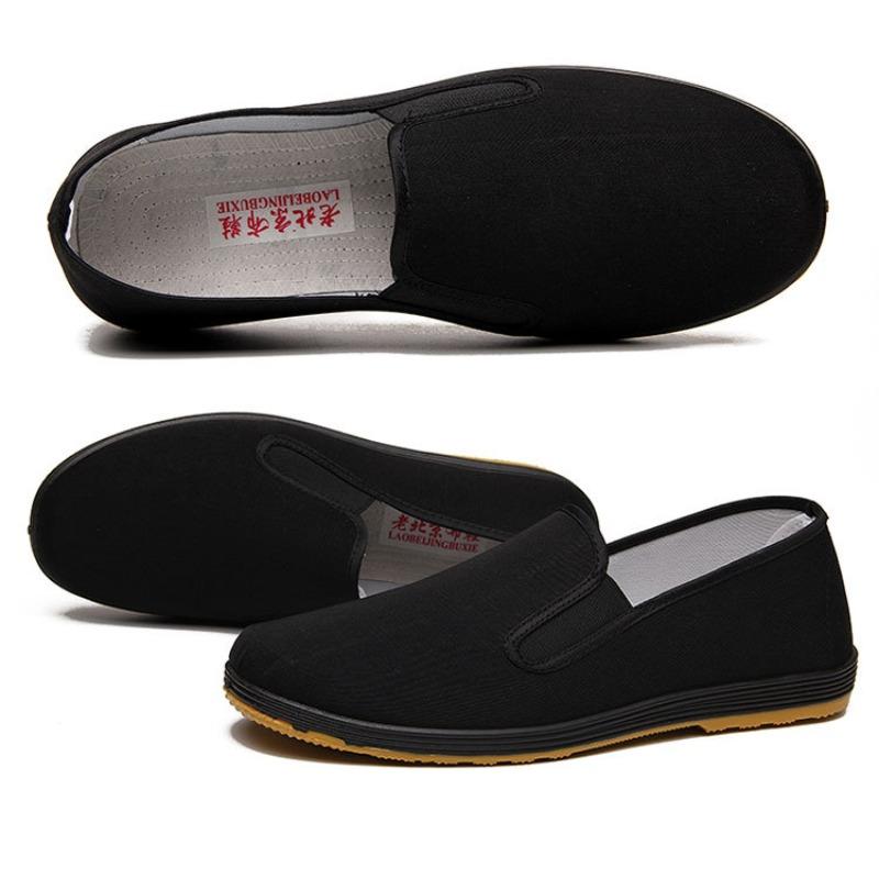 Summer Classic Beijing Cloth Shoes Men's Casual Work Slip-On Anti-Slip Wear-Resistant Cow Tendon Sole Lazy People Canvas Shoes