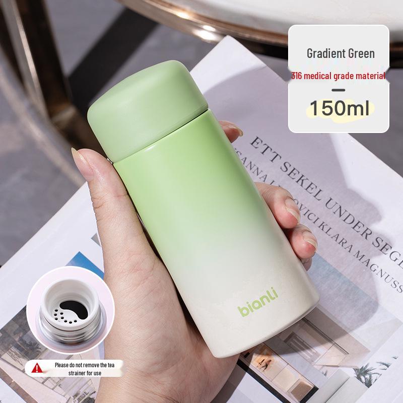 Stylish Mini Insulated Cup for Girls - Portable Pocket Size with Tea Infuser, Leak-Proof 304 Stainless Steel.