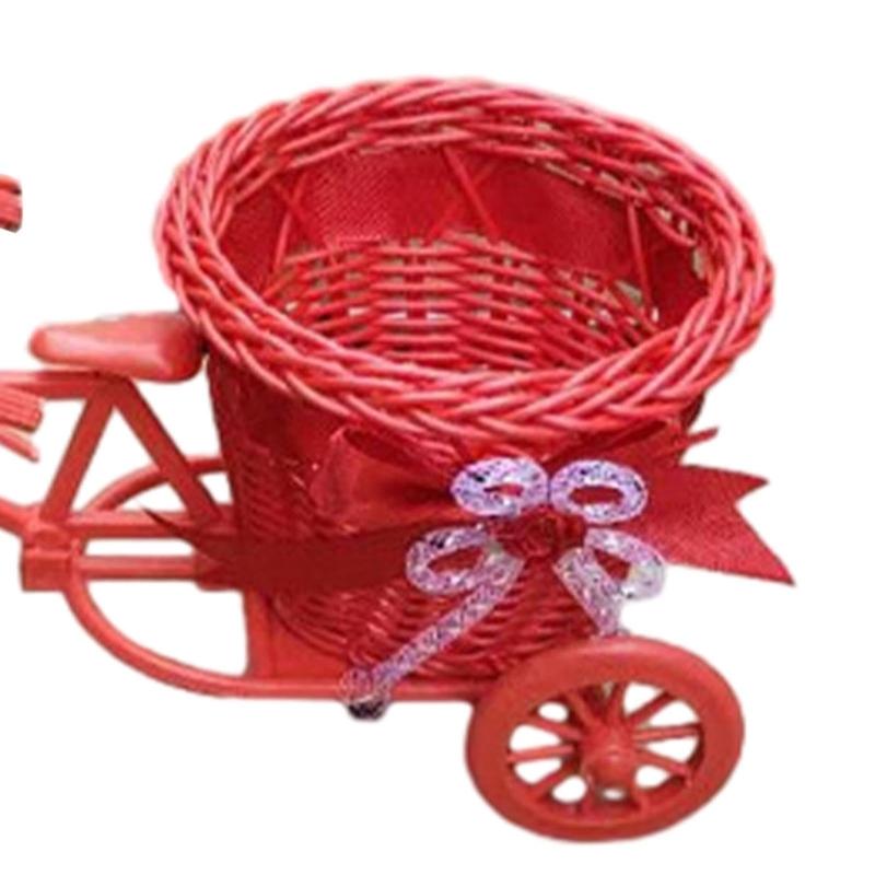 Bicycles Woven Basket Versatiles Rattans Bike Mounted Planter For Indoor Outdoor Flower Arrangements