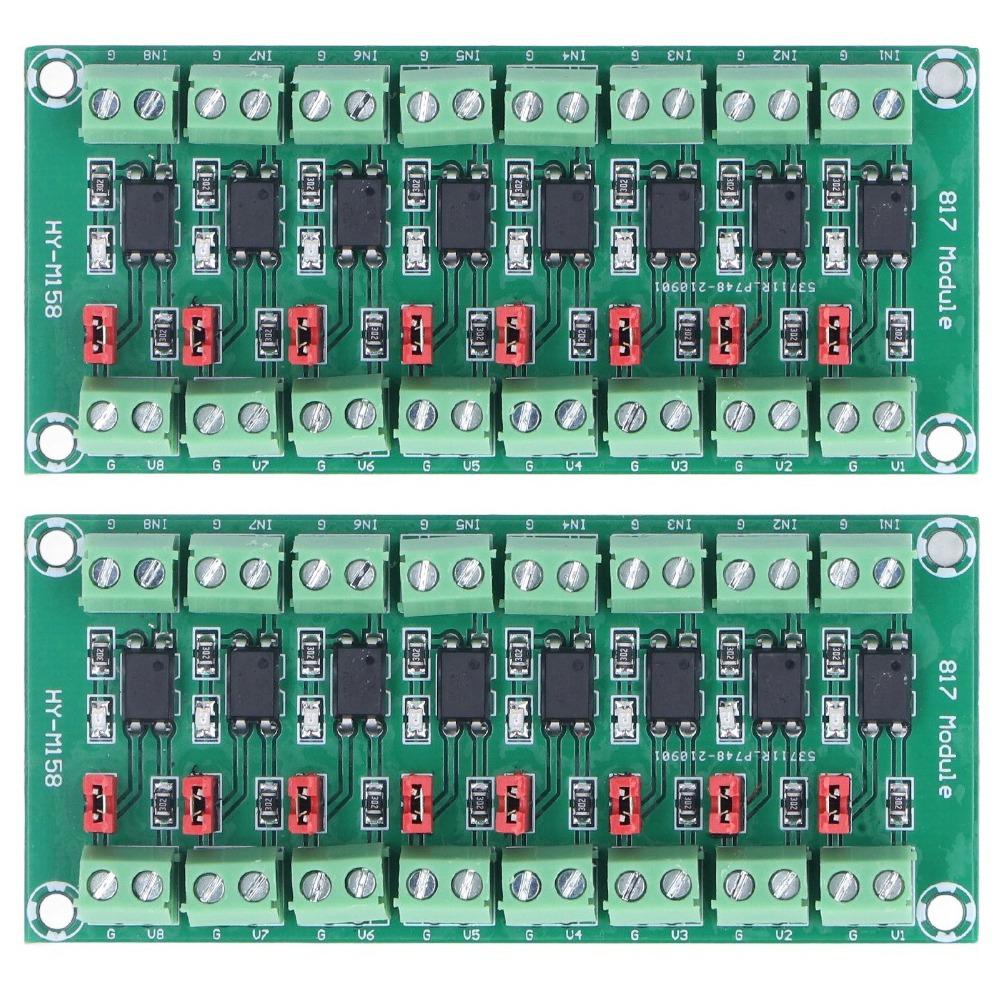 2 Pcs 3.6-30V 8 Channel Optocoupler Isolation Board Photoelectric Isolated Module Signal Isolation