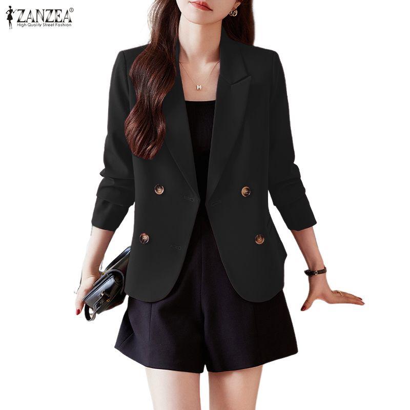 ZANZEA Women Lapel Long Sleeve Casual Thin Cardigan Blazer