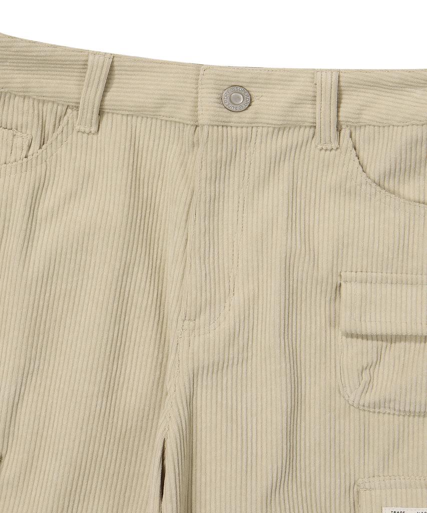 Syupeodeulai W Pocket Wide Corduroy Pants Beige