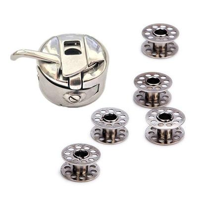 5pcs Metal Bobbins and 1pc Bobbin Case Sewing Machine Bobbin Holder for Home Sewing Machine DIY Needlework Sewing Accessories WBL