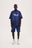 Machinist Men's Oversized T-shirt with Print and Distressed Effect – Navy Blue S