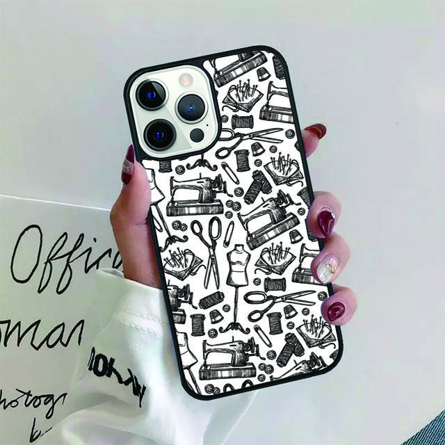 Sewing Scissors Buttons Phone Case Cover For iPhone 17 Air 15 16 14 13 12 Pro Max 11 Pro Max Plus Coque Shell