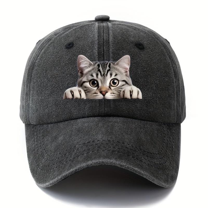 

Cartoon cat pattern retro baseball cap outdoor lightweight duckbill cap travel camping fishing truck driver father duckbill cap Adjustable чёрный