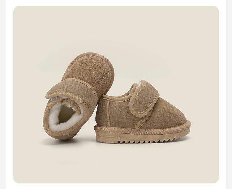 Korean Style Versatile Kids' Cotton Snow Boots, Solid Color Winter Walking Shoes, Plus Velvet for Toddlers and Babies.