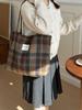 Vintage Literary British Plaid Woolen Women's Shoulder Bags Versatile Ladies Handbag Casual Large Capacity Female Tote Bag