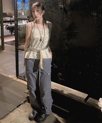 FDR Slant Pleats Multi Cargo Pants_Grey