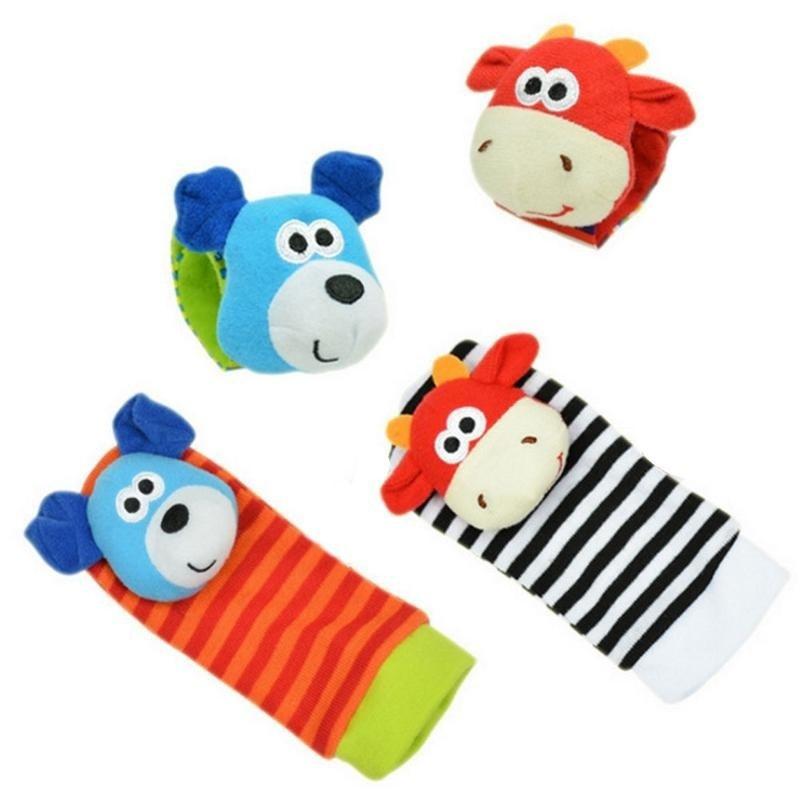 Baby Infant Developmental Wrist Strap Foot Socks Rattle Bug Finders Toy
