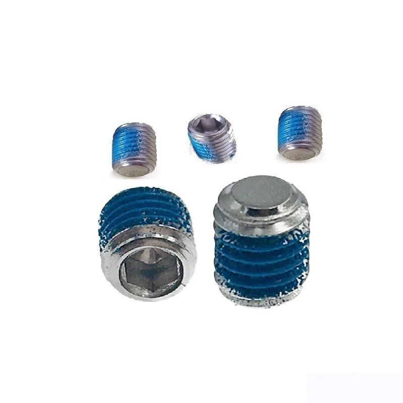 304 Stainless Steel Loctite Coated Grub Screw, Flat End, Hex Socket, Headless, Sizes: M2.5, M3, M4, M5.