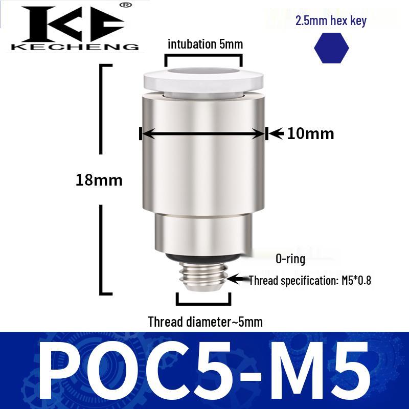 Micro Pneumatic Quick Connector with Internal Hex Thread: POC3/4/6/8-M3/M5/01/02