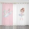 2 Panel Pink Unicorn Curtains Ballerina Girl Curtains for Kids Girls Bedroom Window Blinds Floor-to-ceiling Windows Grommet Top