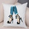 Lady High Heel Shoes Print Cushion Cover for Car Sofa Home Super Soft Short Plush Pillow Case Decor Cartoon Pillowcase 45*45 Cm