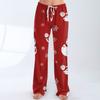Women's Casual Fashion Christmas Printed Trousers Plush Casual Pants