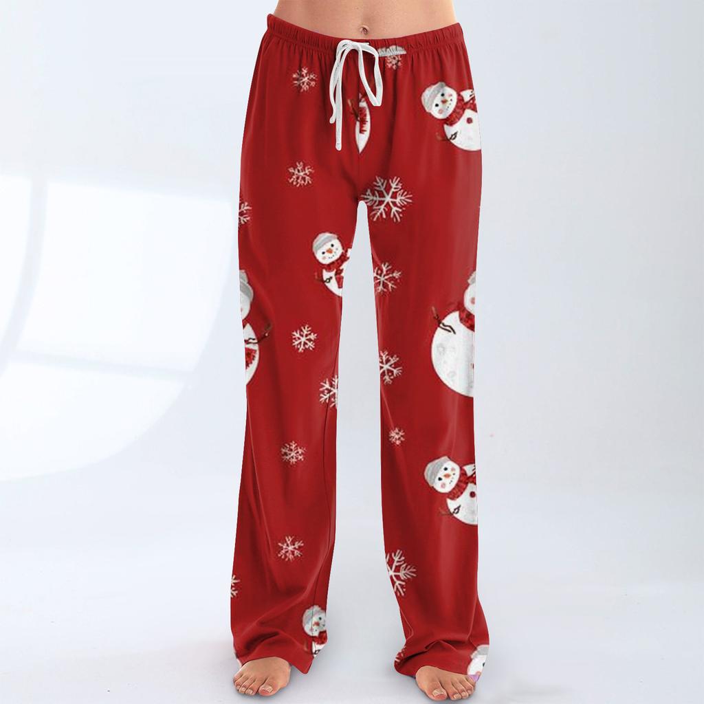Women's Casual Fashion Christmas Printed Trousers Plush Casual Pants