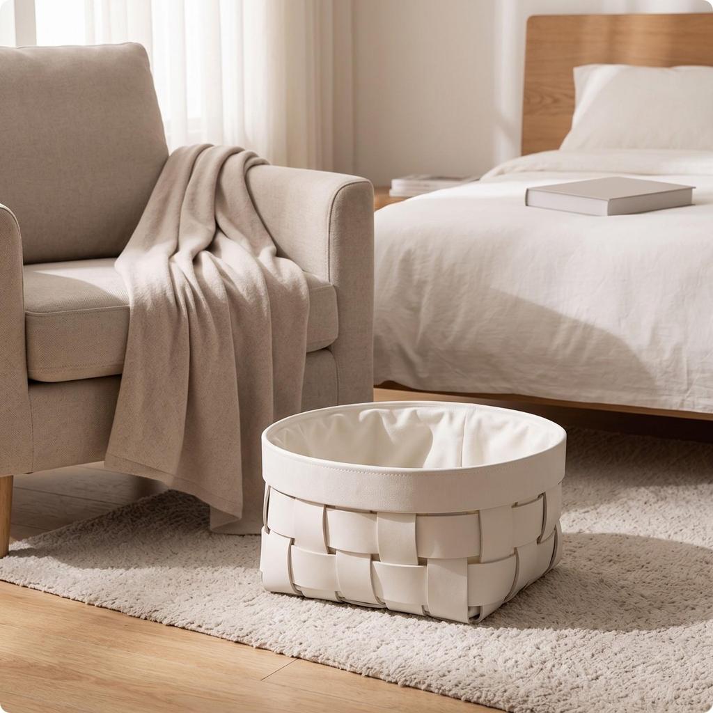 Decorative Woven Laundry Basket Space-Saving with Textile Lining