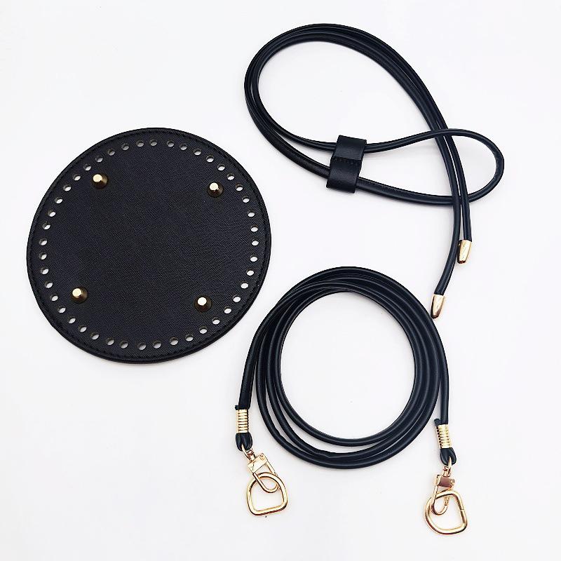 

3Pcs/Set Handmade Bag Bottom Pu Leather Bucket Bag Base With Shoulder Strap For Knitted Bags Diy Crochet Bag Accessories
