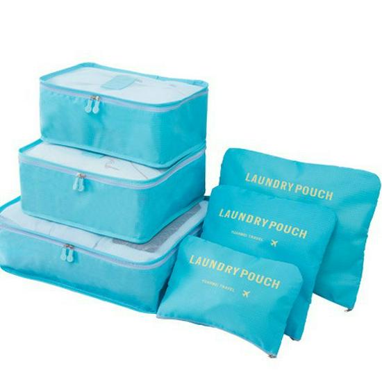 6-Piece Travel Toiletry & Clothing Storage Set with Document Bag