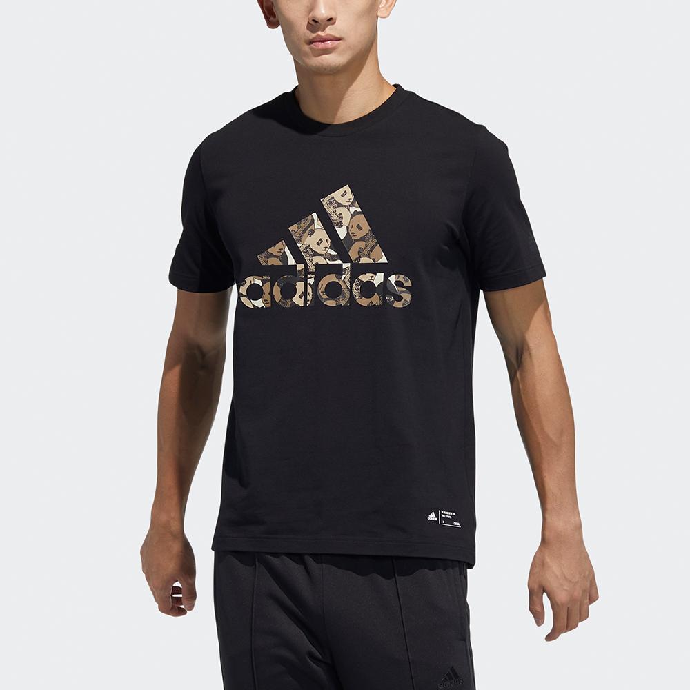 adidas Panda Print Crew Neck Sport Short-Sleeve T-Shirt Unisex Tops Black GP1850