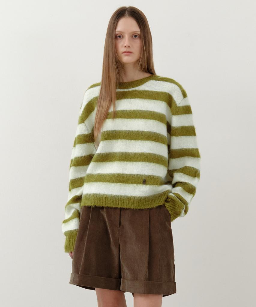 Wednesday Oasis For Woman British Hairy Wool Stripe Knit_Olive(Wc25-Kn70)