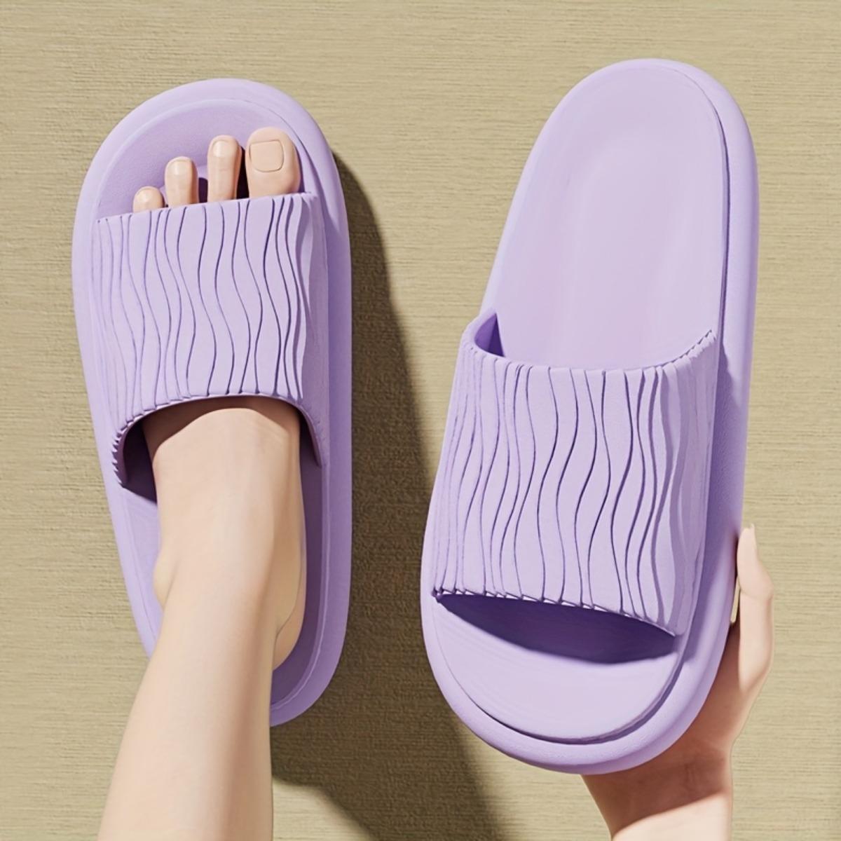 Тапочки из ЭВА с толстой подошвой повседневные сандалии с открытым носком мягкие и удобные нескользящие износостойкие средний каблук на все времена года для пар 38-39 фиолетовый 980₽
