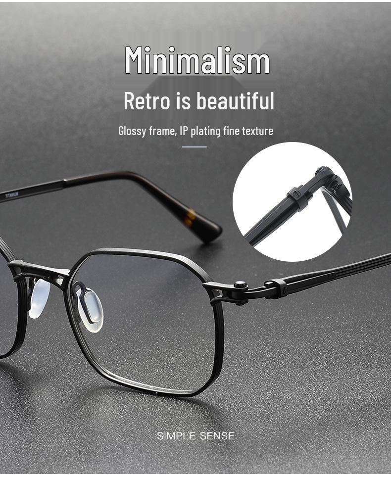 Yuanzaki Anti-Gang Pure Titanium Retro Square Eyeglasses - Handmade Prescription Frames