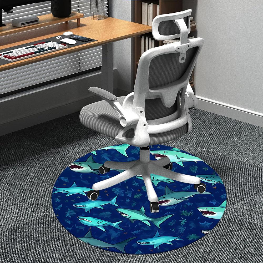 

1pc Shark Swarm Chair Carpet for Office, Non-slip, Soft and Durable Office Rug for Decoration, Perfect for Office yy260325081 80cm by 80cm