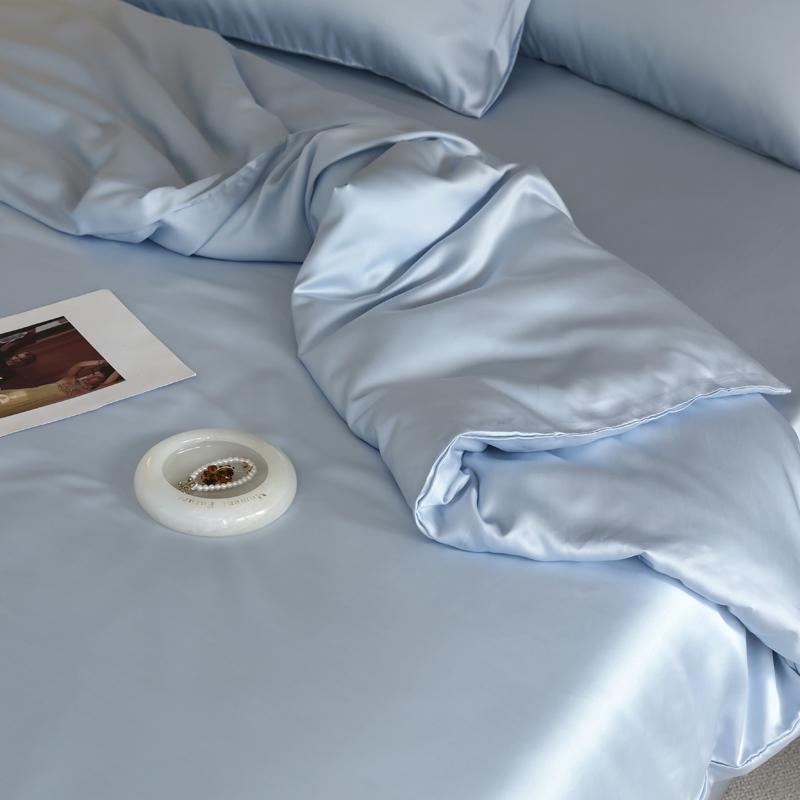 1PC Mulberry Silk Duvet Cover Quilt Cover Solid Color Smooth Comforter Cover with Zipper Closure Double King Queen Size Bedding