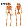 Scary Doorway Hanger 40cm Pumpkin Head Skeleton for Halloween Decoration, Movable Joint Indoor Hanging Ghost Skull Figurine with Lanyard, Spooky Party