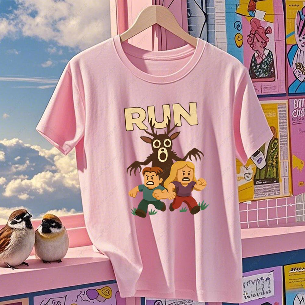 Christmas Run 99 Nights Graphic T-Shirt Cotton Spooky Gamer Deer in The Forest Gaming Meme Gifts for Men Women Clothing