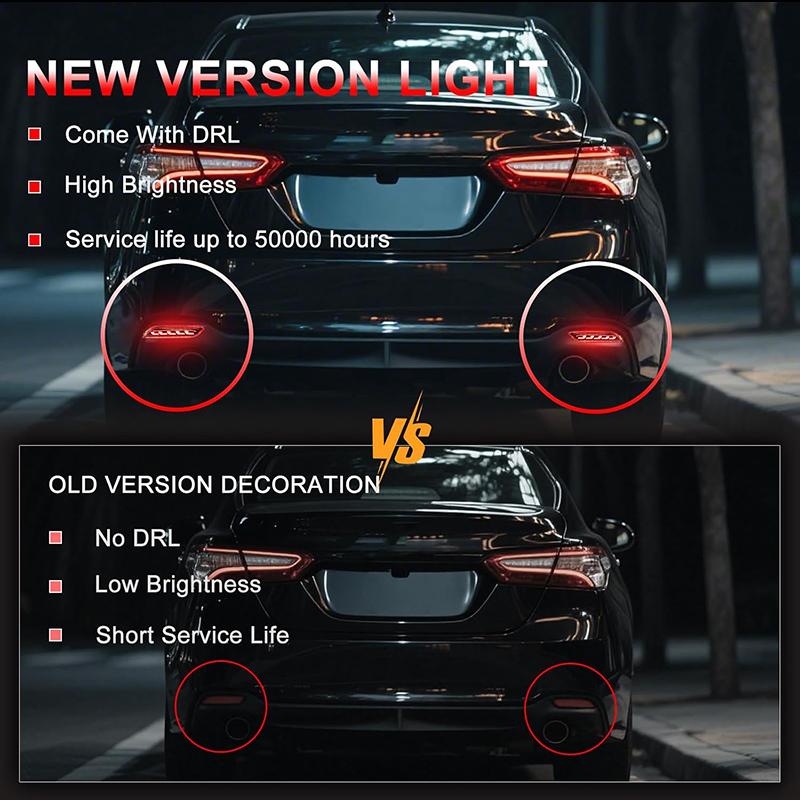 2PCS For Toyota Camry SE XSE 2018-2025 LED Rear Fog Lamp Car LED Bumper Light Brake Light Turn Signal Indicator Reflector