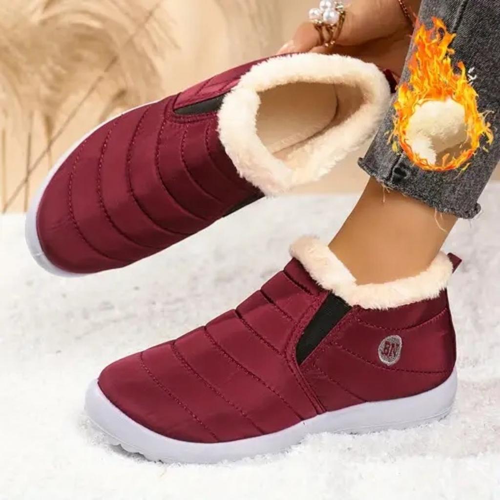 Women's Cotton Shoes, Flat Bottomed Short Boots, Cold Resistant Shoes, Warm Shoes, Snow Boots, Plush Lining, Wear-resistant, Anti Slip Shoes