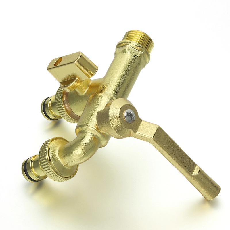 Outdoor Copper Garden Faucet: Dual Outlet, Anti-freeze for Washing Machines