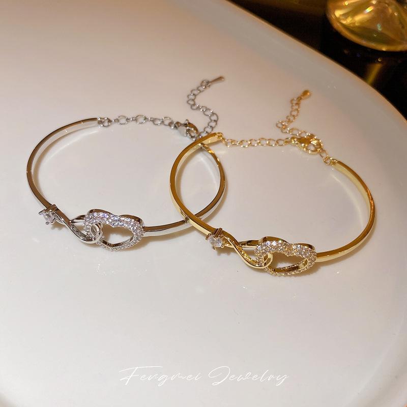 Korean zircon hollow love bracelet simple niche bracelet personality temperament cold wind jewelry women