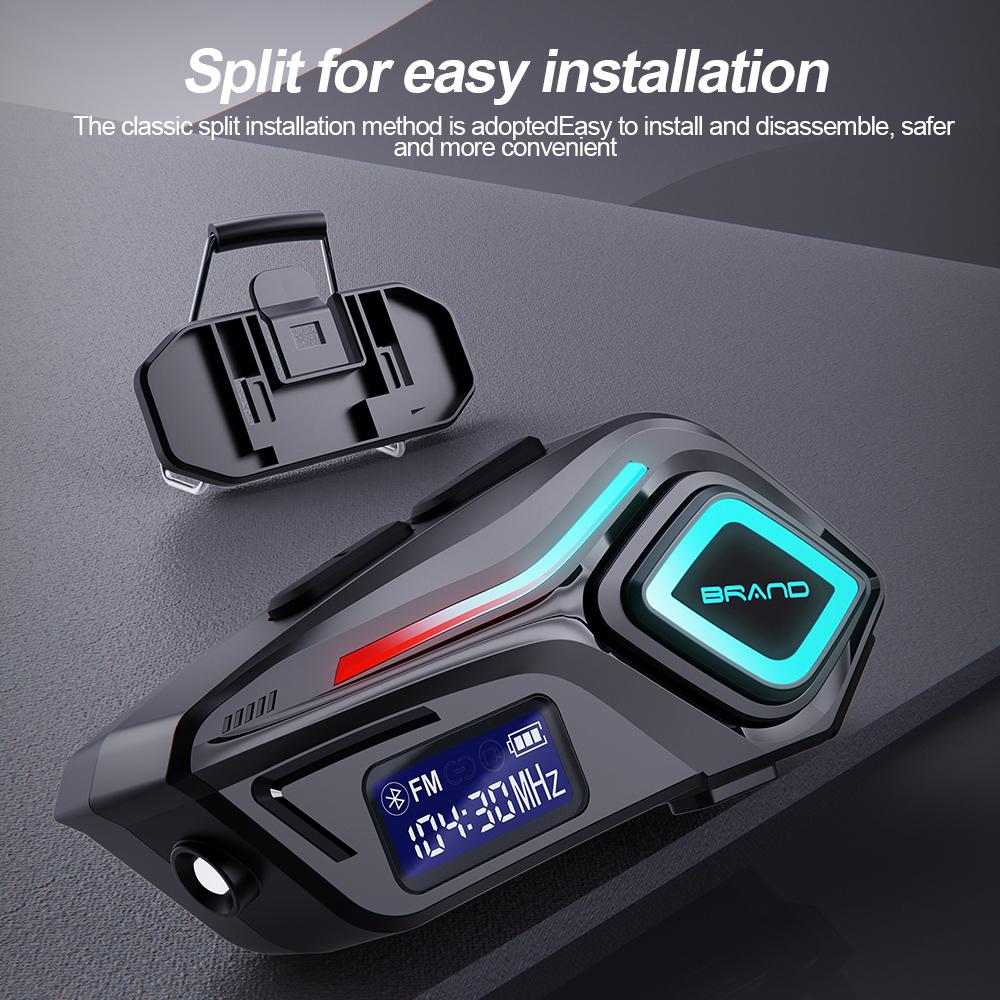 New Helmet Bluetooth Headset Fm Radio Noise Reduction Long Battery Life K08 with Flashlight Ambient Light Surround Sound Effect