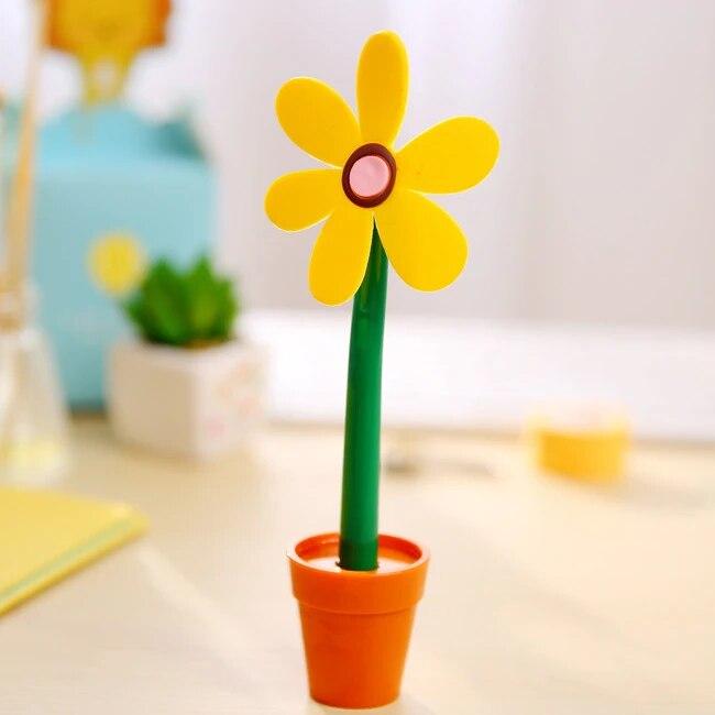 1 Piece Potted Plants Sunflower Ballpoint Pen Cute Kawaii Stationery Office School Supplies Creative Gift Funny