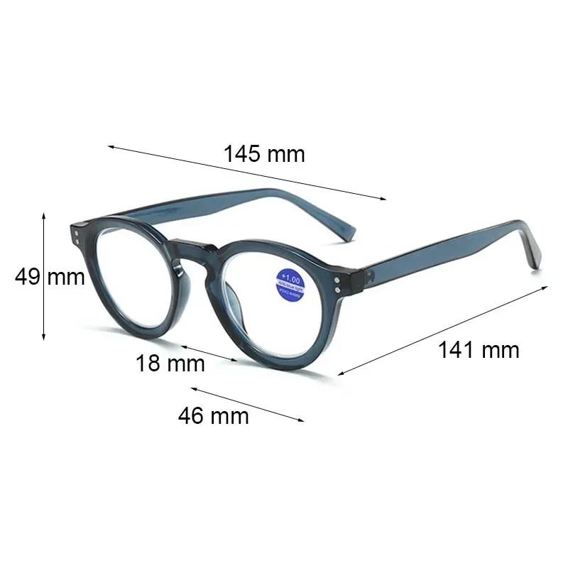 Women Men Luxury Reading Glasses Trendy Retro Blue Light Blocking Presbyopia Unisex Round Frame Ultralight Hyperopia Eyeglasses