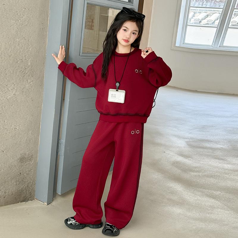 

Комплект толстовки в уличном стиле для девочек, осень 2025: Спортивный костюм из двух частей для детей старшего возраста 120 cm