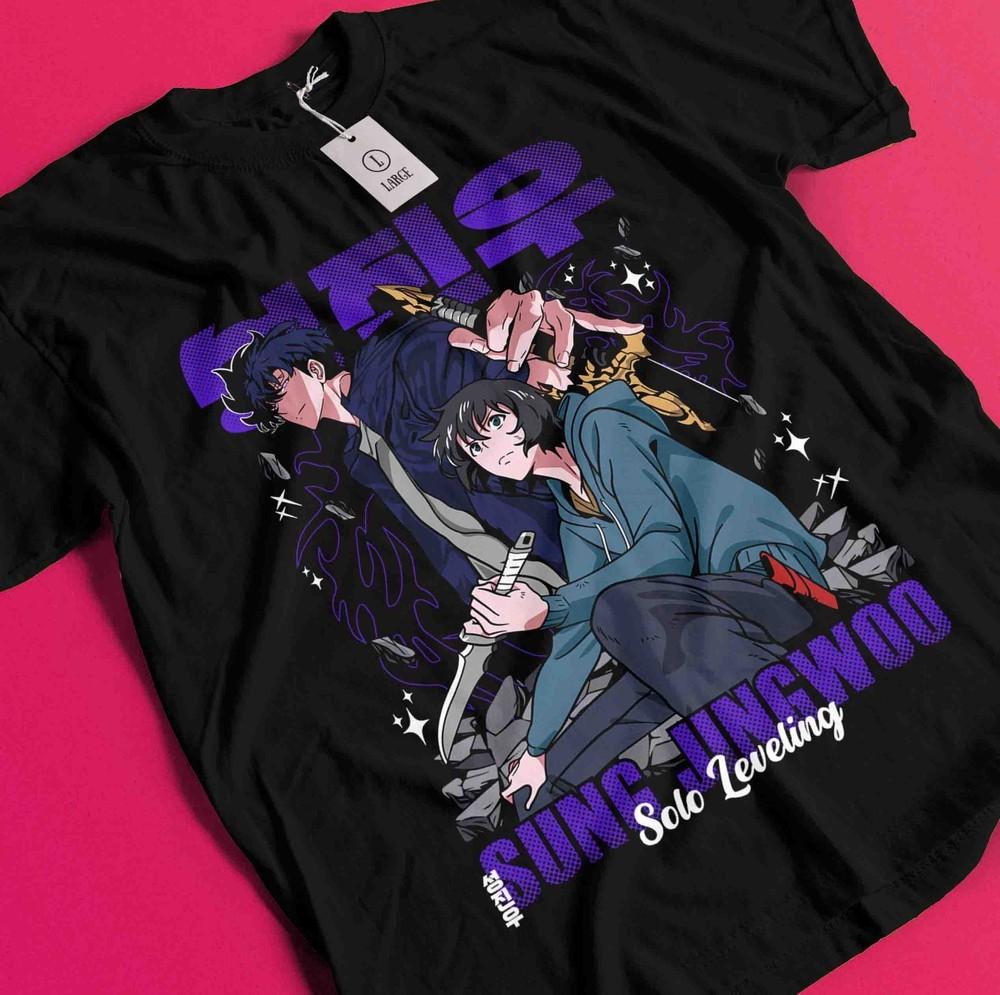 

Solo Leveling T-Shirt Sung Jinwoo Shirt Cha Haein Tshirt Antares Anime Gift Tee BB045 M
