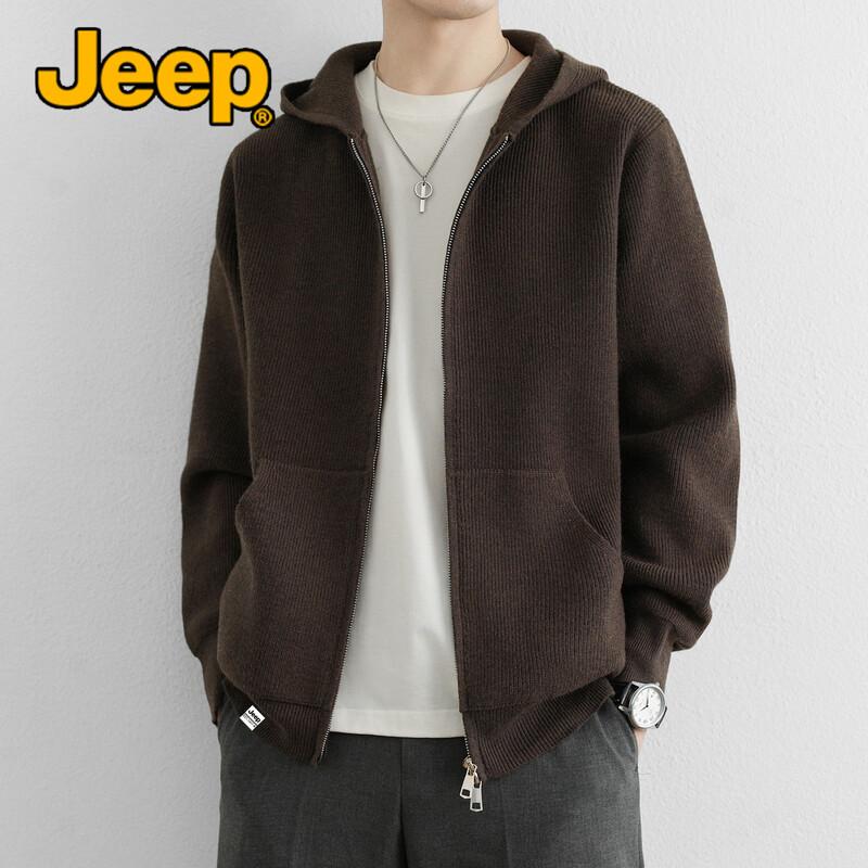 JEEP Men's Hooded Knit Zip-Up Cardigan Jacket