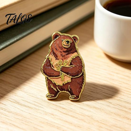 Metal Lapel Pin Enamel Animal Brooch Pin, Bear Penguin Fox Dog Hedgehog Badge, Clothes Decorative Pins Men Women Alloy for Coats Sweaters Scarves