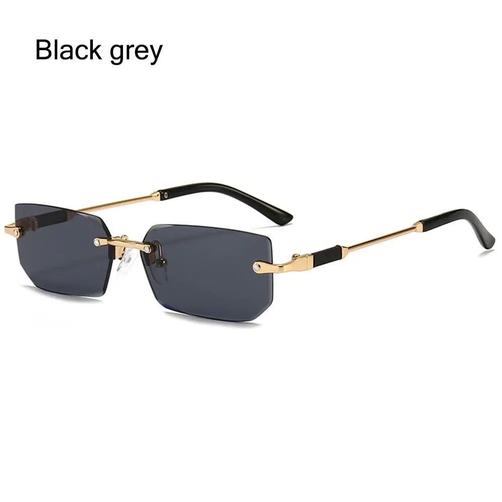 Retro Rimless Sunglasses for Women Men Trendy Frameless Rectangle Sun Glasses Retro Shades Fashion Summer Travel UV400 Eyewear
