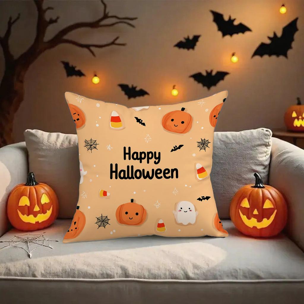 Halloween-Themed Pumpkin & Skeleton Pillowcasessuitable For Sofa Car Bedroom Decorative Cushion Cover Pillow Cover