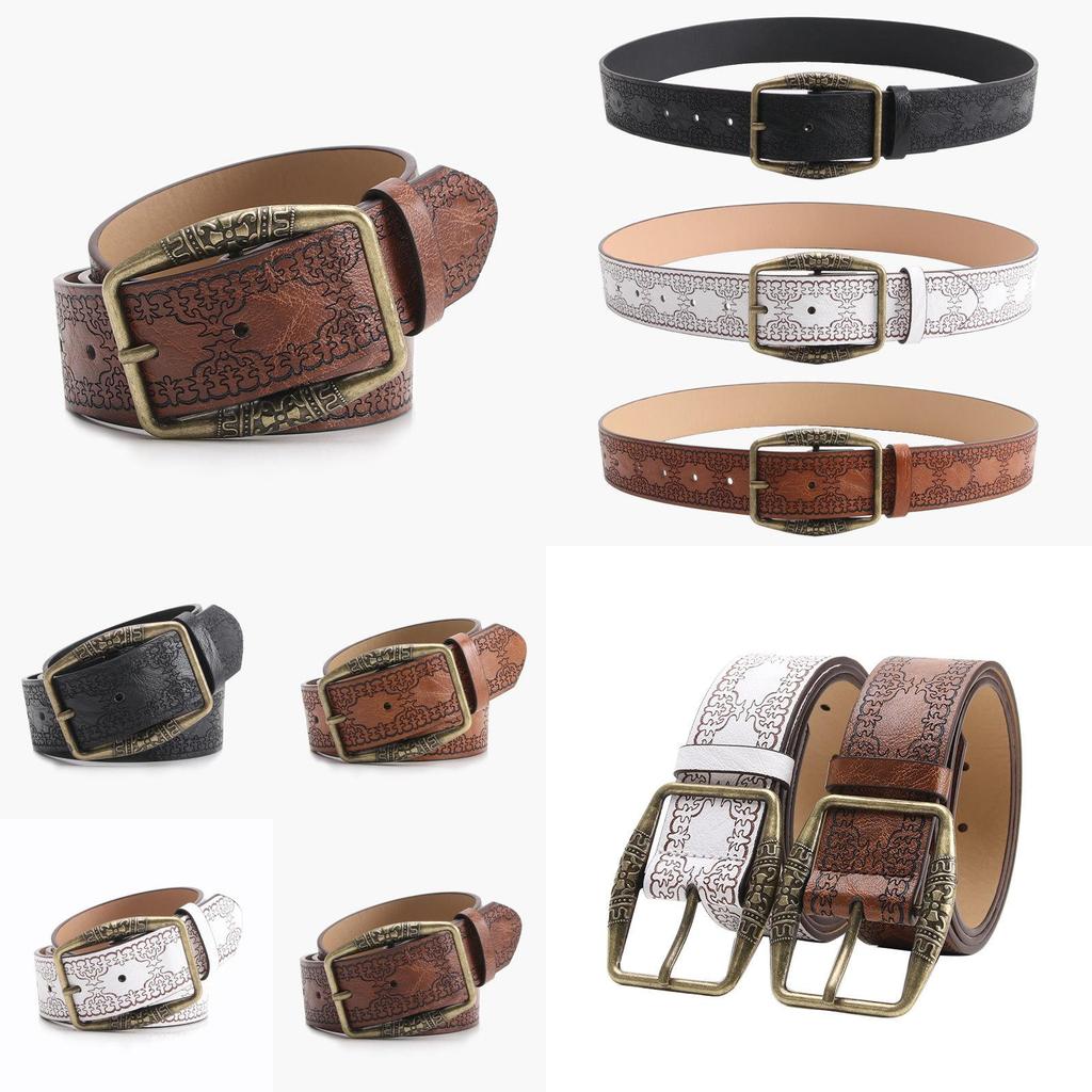 Retro Style Embossed Pu Ladies Belt With Metal Pin Buckle For Fashion Pairing