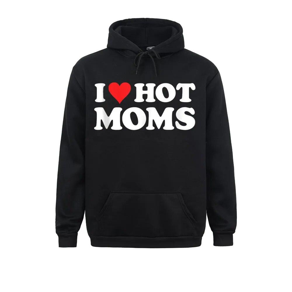 

Cosie I Love Hot Moms, забавные толстовки унисекс с красным сердцем Love Moms, классические толстовки с длинными рукавами на день влюбленных, одежда