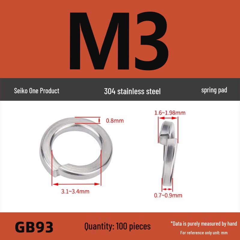 304 Stainless Steel Heavy Duty Spring Washer, Light Duty Thick Washer Spacer GB93